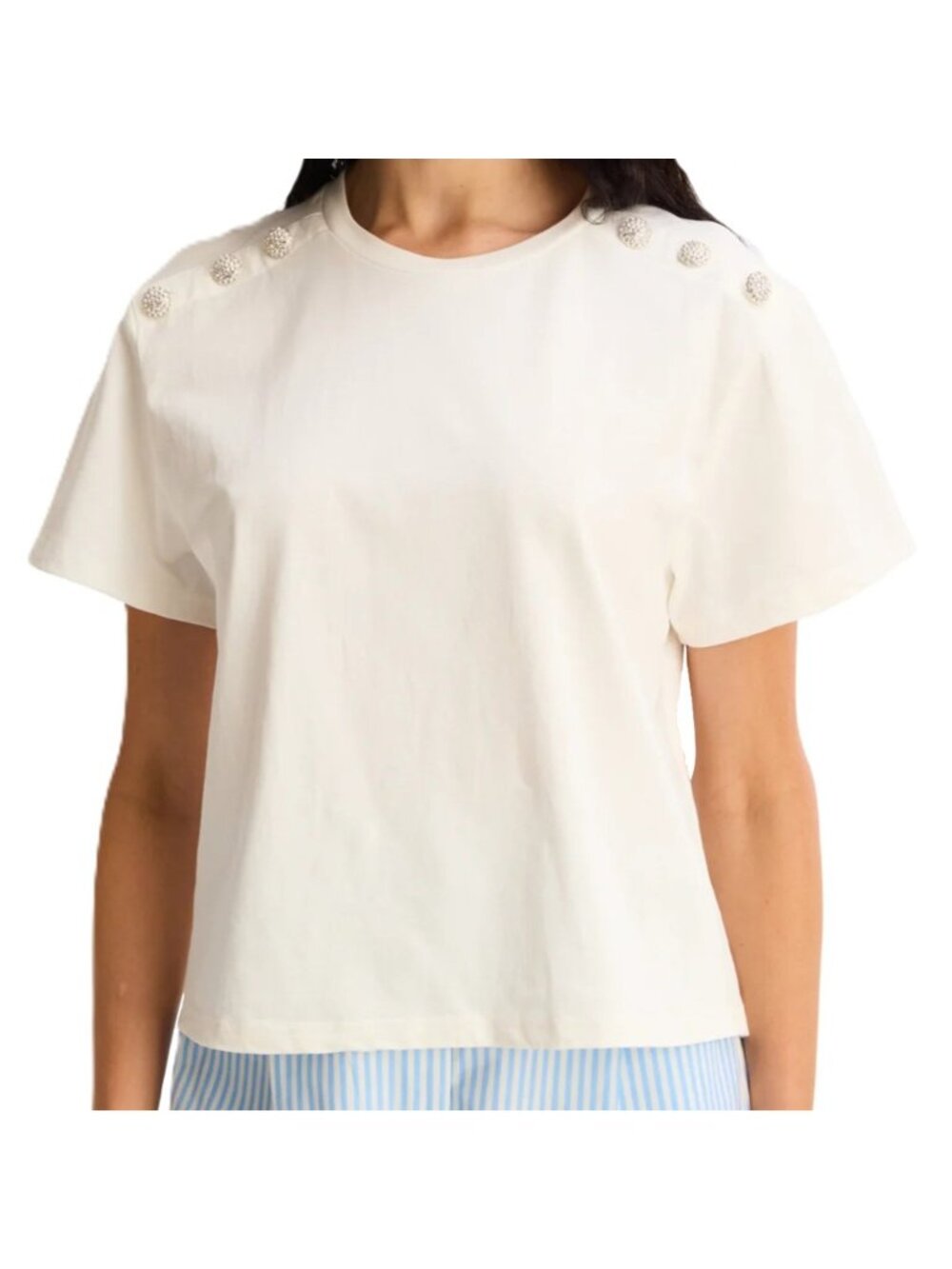 Allison New York Brooklyn Short Sleeve Tee in White Size Medium New